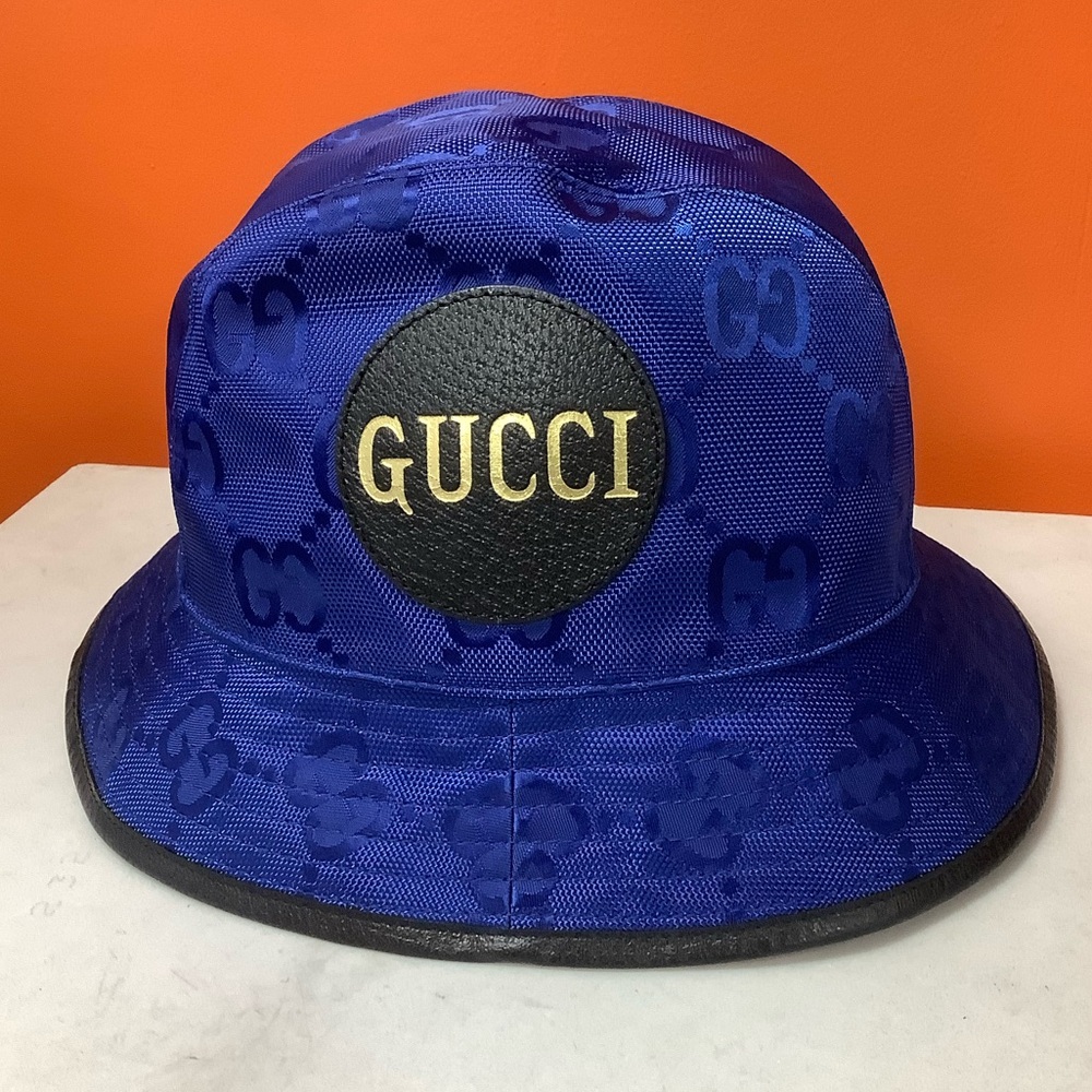 Gucci Lamè Logo Print Bucket Hat NWT